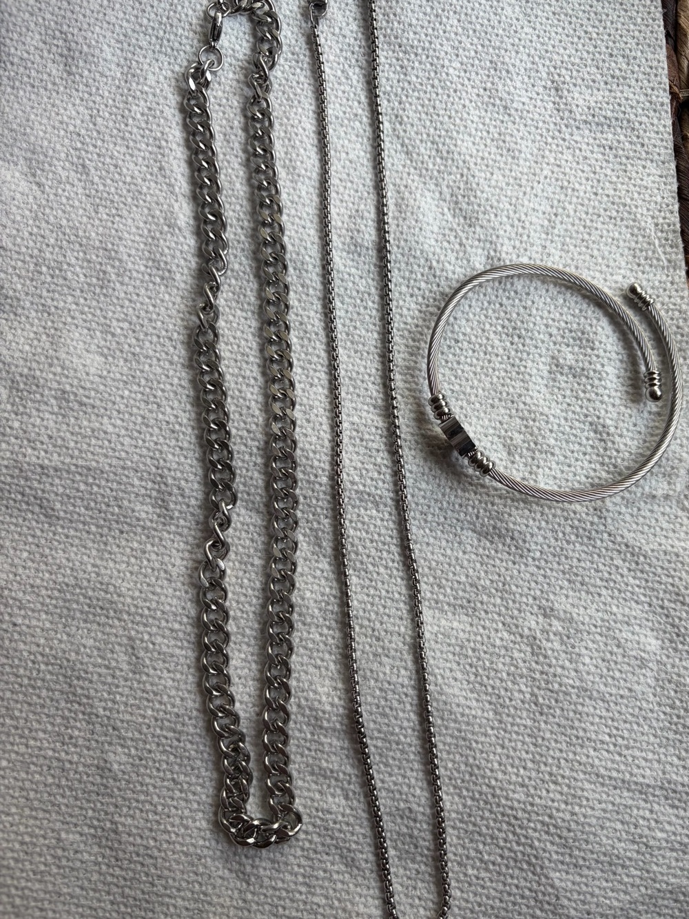 Lot of Stainless Steel Cuban Chain and Box Chain Necklace